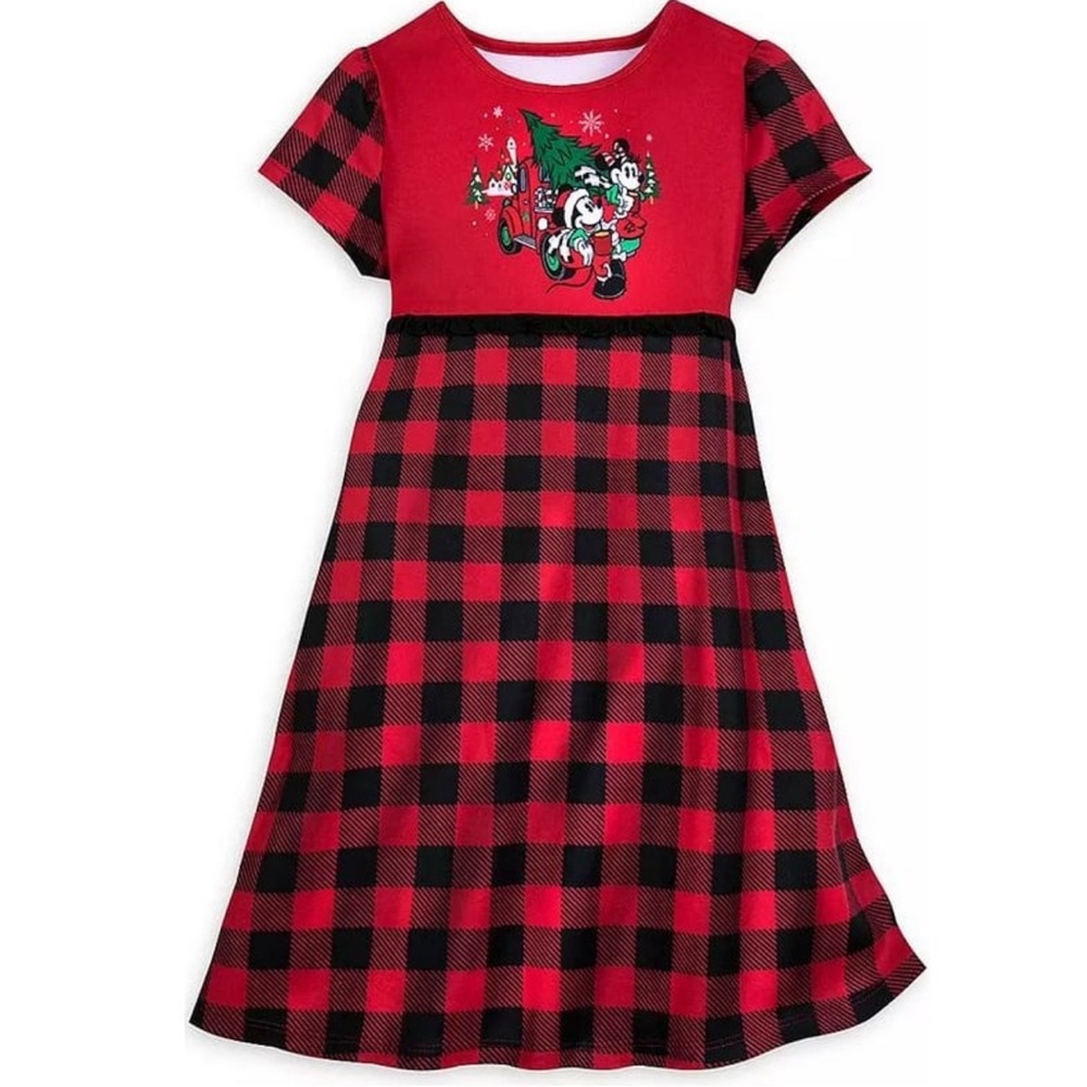 Disney Girls Nightshirt Mickey & Minnie Plaid Holiday - Yuletide Farmhouse